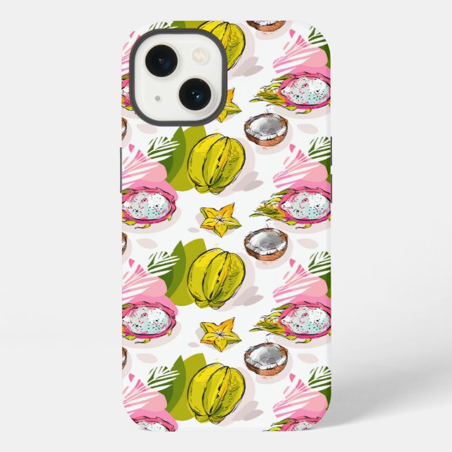 Free Hand Textured Fruit Pattern iPhone Case (Back)