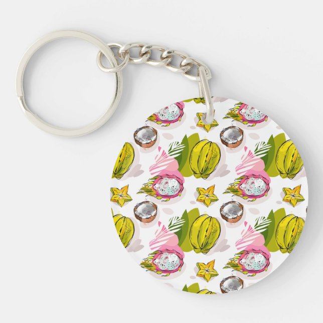 Free Hand Textured Fruit Pattern Key Ring (Front)