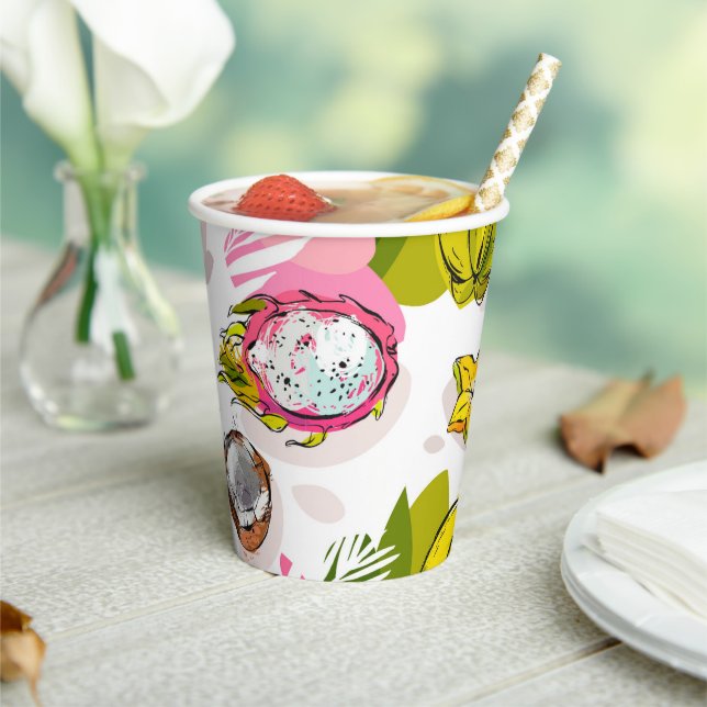 Free Hand Textured Fruit Pattern Paper Cups (Insitu)