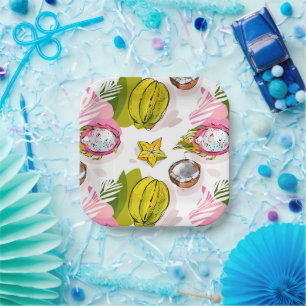 Free Hand Textured Fruit Pattern Paper Plate