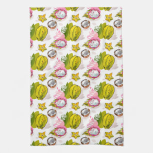 Free Hand Textured Fruit Pattern Tea Towel