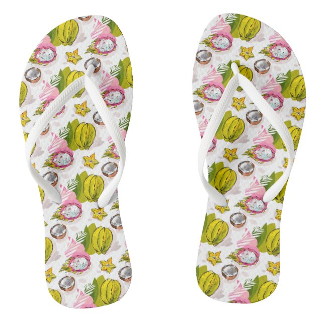 Free Hand Textured Fruit Pattern Thongs (Footbed)
