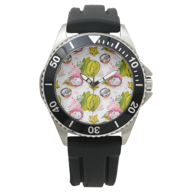 Free Hand Textured Fruit Pattern Watch (Front)