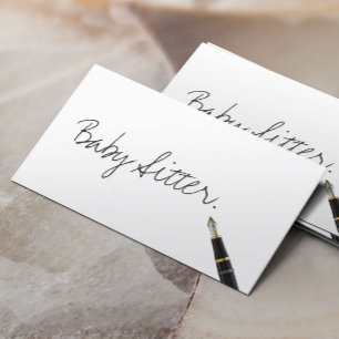 Free Handwriting Script Baby Sitter Business Card