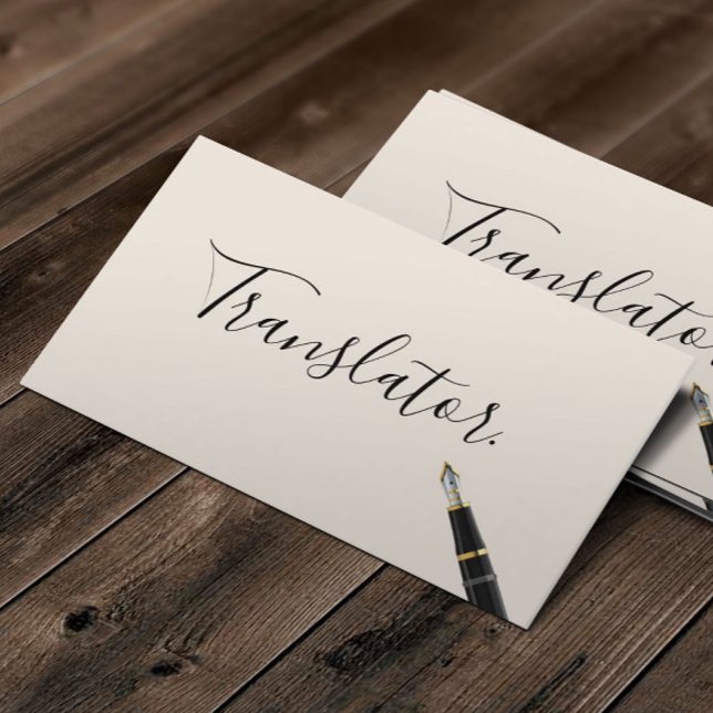 Free Handwriting Script Translator Business Card (Creator Uploaded)