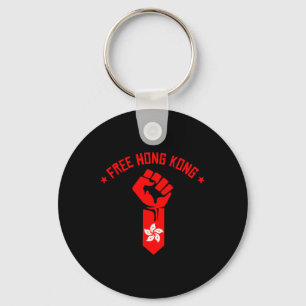 Free Hong Kong - Resist Fist With Hong Kong Flag  Key Ring
