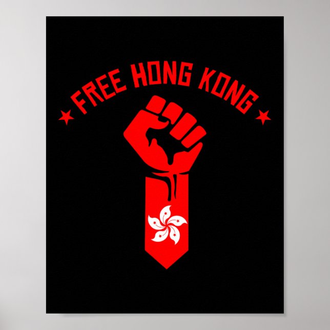 Free Hong Kong - Resist Fist With Hong Kong Flag  Poster (Front)