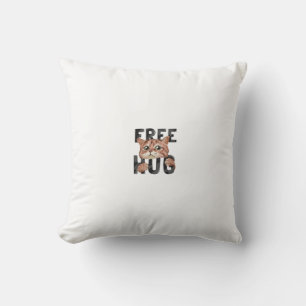 Free Hug Cat Design Pillow Cosy Feline Lover's