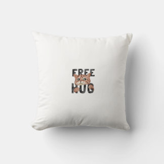 Free Hug Cat Design Pillow | Cosy Feline Lover's 