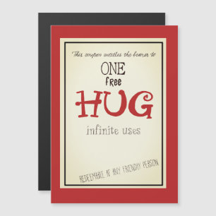 free hug coupon, magnetic invitation