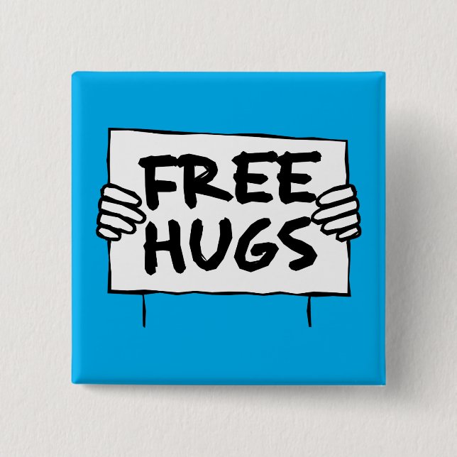FREE HUGS 15 CM SQUARE BADGE (Front)