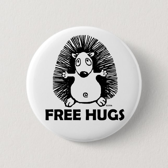 Free hugs 6 cm round badge (Front)