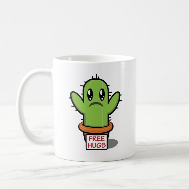 Free Hugs Cactus Coffee Mug – Funny Succulent Love (Left)