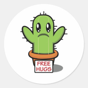 Free Hugs - Cactus Funny Humour  Classic Round Sticker