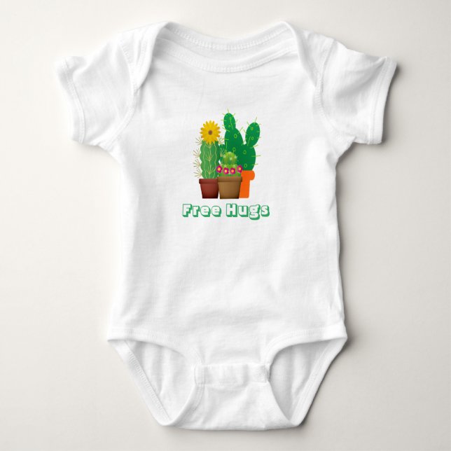 Free Hugs Cactus Pattern Baby Bodysuit (Front)