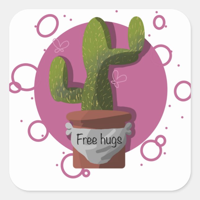 Free hugs cactus Sticker (Front)