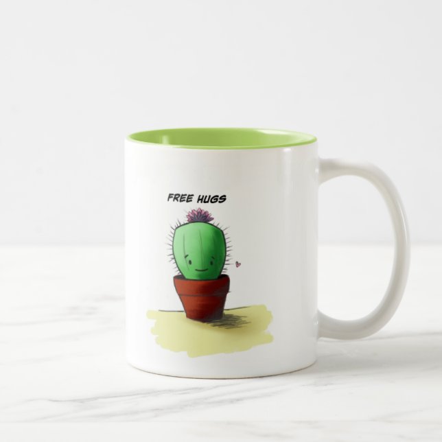 Free Hugs Cactus Two-Tone Coffee Mug (Right)