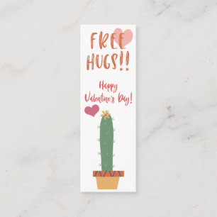 Free Hugs! Cactus Valentine Mini Bookmark Mini Business Card