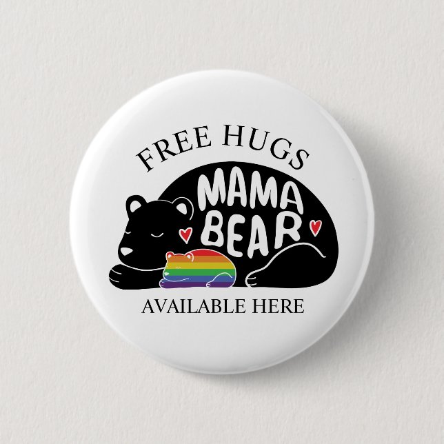 Free Hugs from Mama Bear 6 Cm Round Badge (Front)