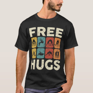 Free Hugs Funny Wrestling Retro Grappler T-Shirt