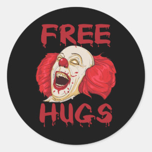 Free Hugs Halloween Evil Killer Scary Clown Horror Classic Round Sticker