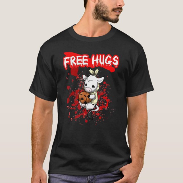 Free Hugs Halloween Sarcasm Scary Creepy Costume H T-Shirt (Front)