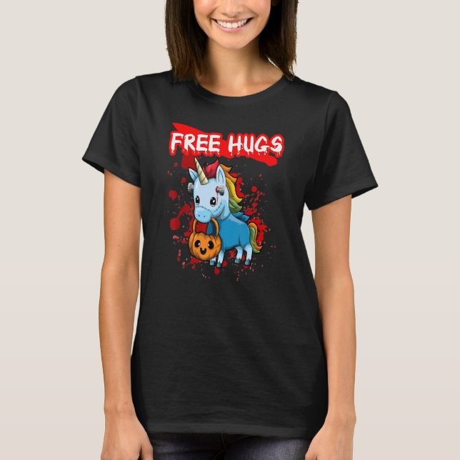 Free Hugs Halloween Sarcasm Scary Creepy Costume H T-Shirt (Front)
