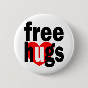 free hugs heart 6 cm round badge