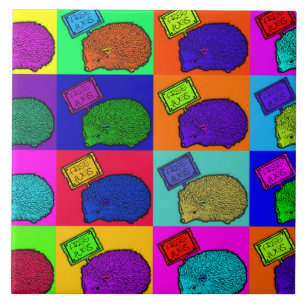 Free Hugs Hedgehog Colourful Pop Art Popart Ceramic Tile