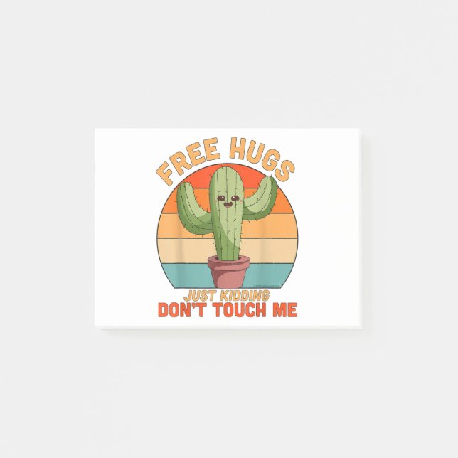 Free Hugs Just Kidding Don't Touch Me Cactus Funny Post-it Notes (Front)