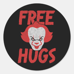 Free Hugs Killer Scary Clown Clothes For Kids  Classic Round Sticker