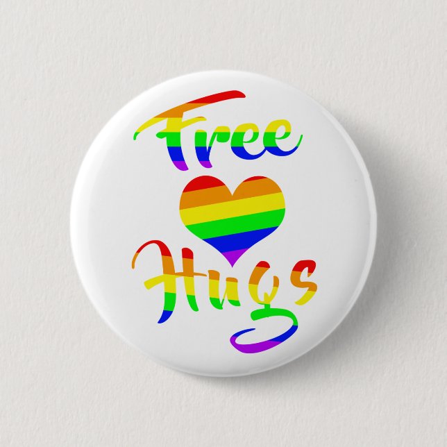 Free Hugs | LGBTQ+ Pride  6 Cm Round Badge (Front)