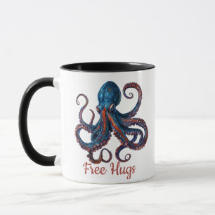 Free Hugs Octopus Mug - Funny Eight Arm Coffee Cup