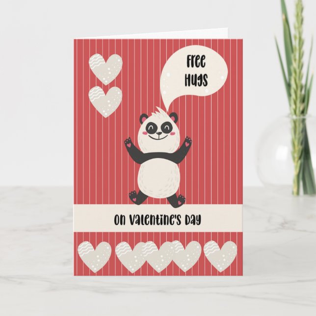 Free Hugs on Valentine's Day with Panda Holiday Card (Front)