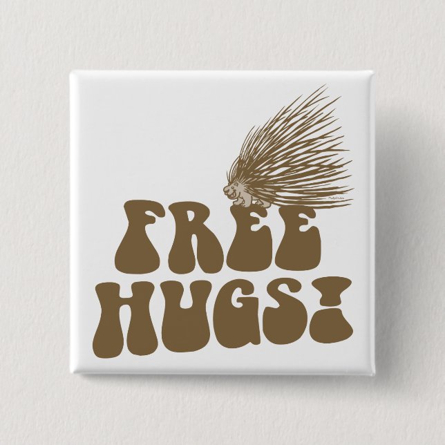 Free Hugs Porcupine Love 15 Cm Square Badge (Front)
