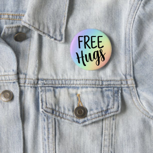 Free Hugs Rainbow Button
