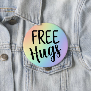 Free Hugs Rainbow Button