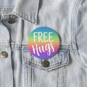 Free Hugs Rainbow Button