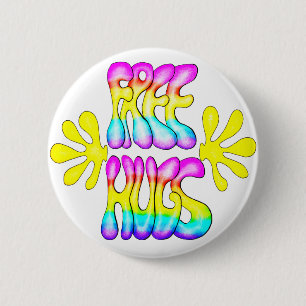 Free Hugs Rainbow Colours Happy 6 Cm Round Badge