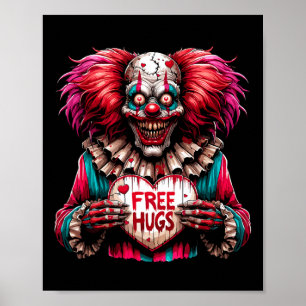 Free Hugs Scary Clown Valentine Halloween Horror  Poster