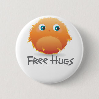 Free hugs small furry creature 6 cm round badge