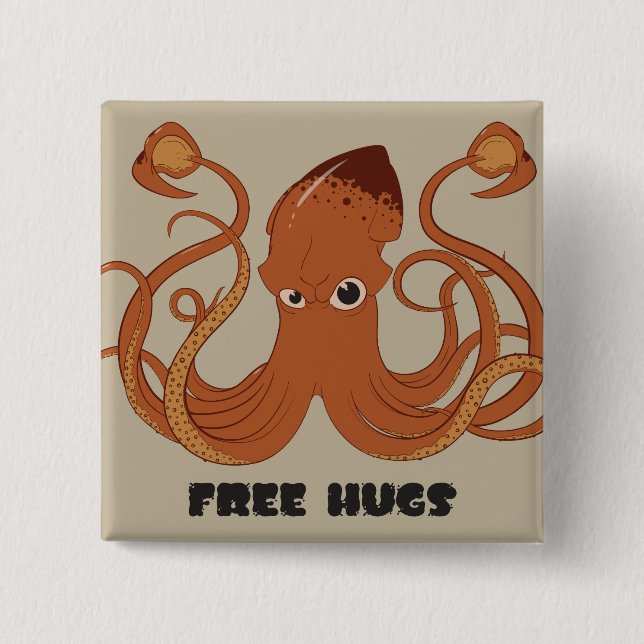 Free Hugs Squid Button (Front)