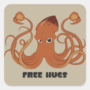 Free Hugs Squid Stickers