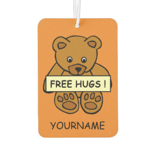 Free Hugs Teddy custom name & colour air freshner Car Air Freshener