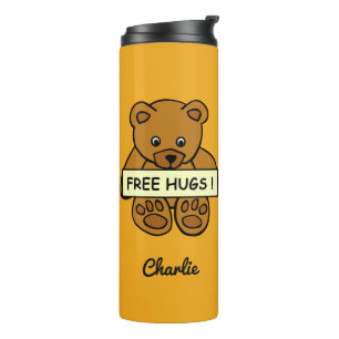 Free Hugs Teddy custom name & colour tumbler