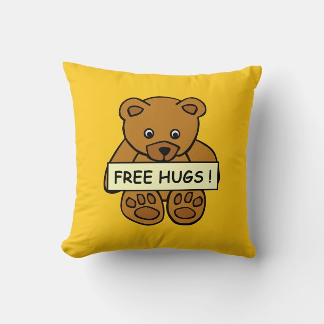 Free Hugs Teddy custom throw pillow (Front)