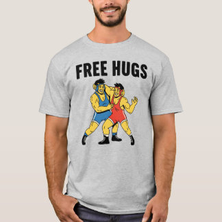 Free Hugs Wrestling Shirt Retro Wrestler Dad Gifts