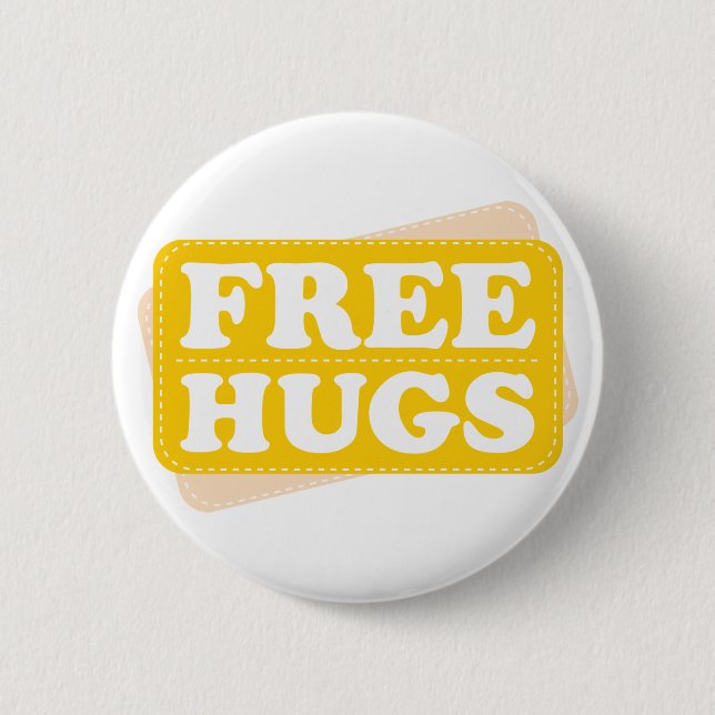 Free Hugs - Yellow 6 Cm Round Badge (Front)
