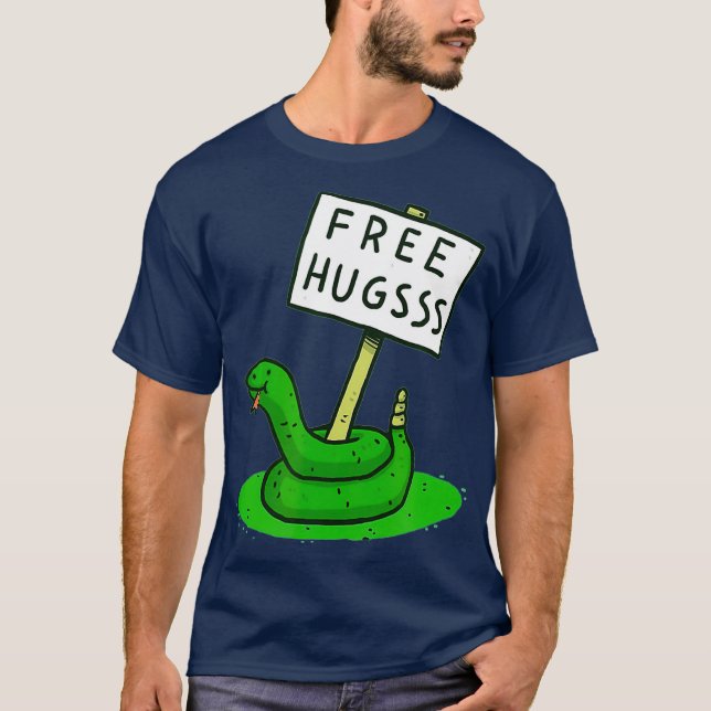 Free Hugsss Funny Cute Snake Hug Lovers T-Shirt (Front)