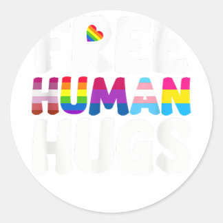 Free Human Hugs LGBT Pride Month  Classic Round Sticker